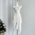 Simple Ouyang irregular tassel hanging neck suspender dress for women in summer, with a high-end feel and a slimming effect. Jacquard dress with a cinched waist