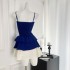 Pinky Piggy Hot Galaxy Klein Blue Splicing Strap Dress Temperament Waist Skirt