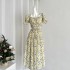 Miss Chipmunk Secret Garden Romantic French Holiday Style Dress for Women Summer Sweet and Playful Waist up Long Dress