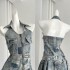 FunnJ California Cowboy Punk Waist Hanging Neck Cowboy Dress for Women, Vintage and Slimming Short Skirt