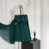 Slightly tipsy and hazy feeling, green one shoulder sleeve hanging wall dress, women's 2024 summer new high-end short skirt