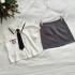 JMSHOP handwritten former college style polo collar t-shirt for women with design sense, suit TR short half skirt set