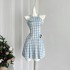 THE FUTURE Island Love Letter Korean Dress Checkered Small New Sleeveless Small Designer French Female