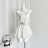 Famouswang's Spring 2024 New Love Style Gentle Style White Skirt Shirt Shoulder Digging Dress