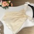 Internet celebrity's 2024 summer new style small fragrance gemstone rhinestone nail bead solid color temperament chiffon suspender dress