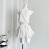 Famouswang's Spring 2024 New Love Style Gentle Style White Skirt Shirt Shoulder Digging Dress