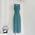 Homemade Drunken Desire Women's Summer New Style French Ramie Tencel Solid Color Sleeveless Long Split Dress