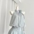 Redman Pavilion neck hanging dress for women in summer, sleeveless short skirt, French style spicy girl design, temperament, striped blue dress