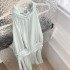 French neck hanging dress for women 2024 summer new chiffon waist cinched A-line short skirt date dress