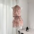 RunRunSweet original dreamy floral design sleeveless hanging neck chiffon vest half skirt set summer