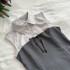 OKMA Academy style gray suit dress, women's summer waist cinching sexy temperament, spicy girl polo shirt dress