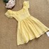 Acaine Sweet Tea Girl/Medium length Yellow Flying Sleeve Ruffle Short sleeved Dress for Women Summer French Dress