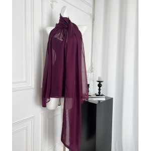 DoggyQing Saint L Purple Sleeveless Ribbon Chiffon Hoodie Perspective Top Women's Strap Vest Two Piece Set
