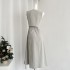 Waist cinched sleeveless back hollow out long skirt for summer 2024, new high-end and niche design shirt dress for women