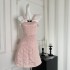 Pink camisole jumpsuit short skirt for women in summer, sweet and girlish style, high waisted birthday dress