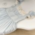 2024 Summer New French Retro Fairy Style Small Flying Sleeve Lace Edge Bow Blue jumpsuit Long Dress for Children