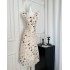 French U-neck dress for women in summer, romantic atmosphere, elegant butterfly print waist cinching long skirt