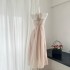 Holiday Dress Spring Dress for Women 2024 New Pink Neck Hanging Long Dress