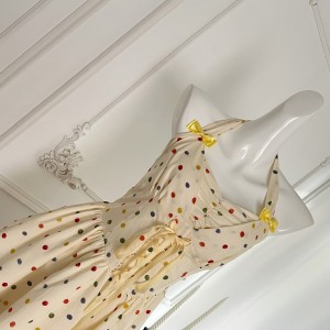 REESE Lemon Basque Monet Garden Storm Point Waist Hanging Neck Dress R9025D