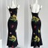 Tongiuu Hathaway 2.0 Retro Floral Strap Top Dress for Women, with a cinched waist and slimming effect, A-line hip hugging long skirt for summer