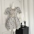 COOLLINE Linzi Xiyang Fruit Tea Break VTG Blue and White Cotton Hemp Antique Lace Doll Dress