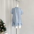 6.15 New Blue Bubble Sleeve T-shirt and Shorts Set for Women, Thin and Short Sleeve Top, Casual Pants Two Piece Set