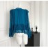 Roselyn original temperament socialite peacock blue lace fairy style lazy pure desire shirt trumpet sleeve sexy top