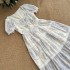 VASSE French style retro chiffon floral dress for children's summer petite and sweet vacation style long skirt