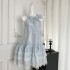 Narrator Original Design Mint Blue Butterfly Organza Lace Lace Hanging Neck Strap Skirt Sleeveless Dress