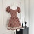 Summer Sweet Pure Desire Wind Retro Coffee Color Dress