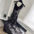 IMMR New Chinese Lace Mesh Fishtail Dress Summer New Women's Halo Dyeing National Style Spicy Girl New Long Dress