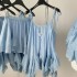 RECOMIN R1C Blue Super Fairy Seaside Resort Strap Dress Top Skirt Set Women's Summer Loose