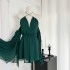 Slightly tipsy and hazy feeling, green one shoulder sleeve hanging wall dress, women's 2024 summer new high-end short skirt