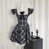 Retro plaid college style fluffy skirt