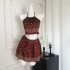 Holiday style printed suit with suspender and half skirt set, women's new style