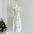 Miss Chipmunk Secret Garden Romantic French Holiday Style Dress for Women Summer Sweet and Playful Waist up Long Dress