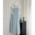 Hanging neck suspender dress, women's summer temperament long skirt