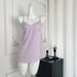 ByYou Summer New Style Fairy Purple V-neck Sleeveless Hanging Neck Floral Dress Loose A-line Short Skirt with Strap