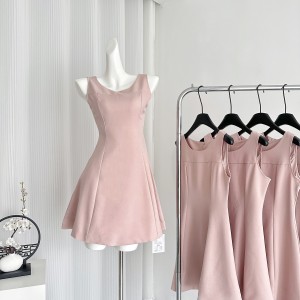 JMSHOP Tears Queen Sleeveless Dress for Women's Summer Design with a cinched waist and high-end feel, Pink Elegant Dress