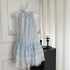 Narrator Original Design Mint Blue Butterfly Organza Lace Lace Hanging Neck Strap Skirt Sleeveless Dress