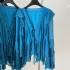 Roselyn original temperament socialite peacock blue lace fairy style lazy pure desire shirt trumpet sleeve sexy top