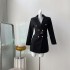 Real shot spot suit dress, women's new style waist cinched Hepburn style small black dress jacket