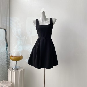 Real time spot French vest dress for women's new Korean style temperament sleeveless camisole dress with belt included