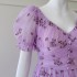 French temperament, western-style, age reducing purple floral dress, fairy like floating fairy dress, A-line formal dress, printed dress 68050