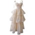 French chiffon ribbon embroidered small dress elegant and sweet palace dress with waist cinching suspender cake long dress 68595