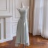 Light green dress for women in summer, Japanese style, gentle style, camisole dress, retro slimming, light and mature style, long skirt 68623