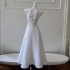 New Birthday Party White Bridal Satin Banquet Evening Dress Simple and Elegant Style Dress 68636