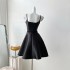 Real shot spot Hepburn style waist cinching slimming camisole dress for women's new slim fit with belt included