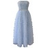 Elegant temperament, suspender wrapped chest skirt, slim fit and slimming, mid to long style, fresh blue mesh cake skirt, formal dress 68279