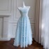 Socialite temperament, waist cinching and slimming cake skirt, fairy mesh long skirt, bow tie one-piece dress, dress 68593